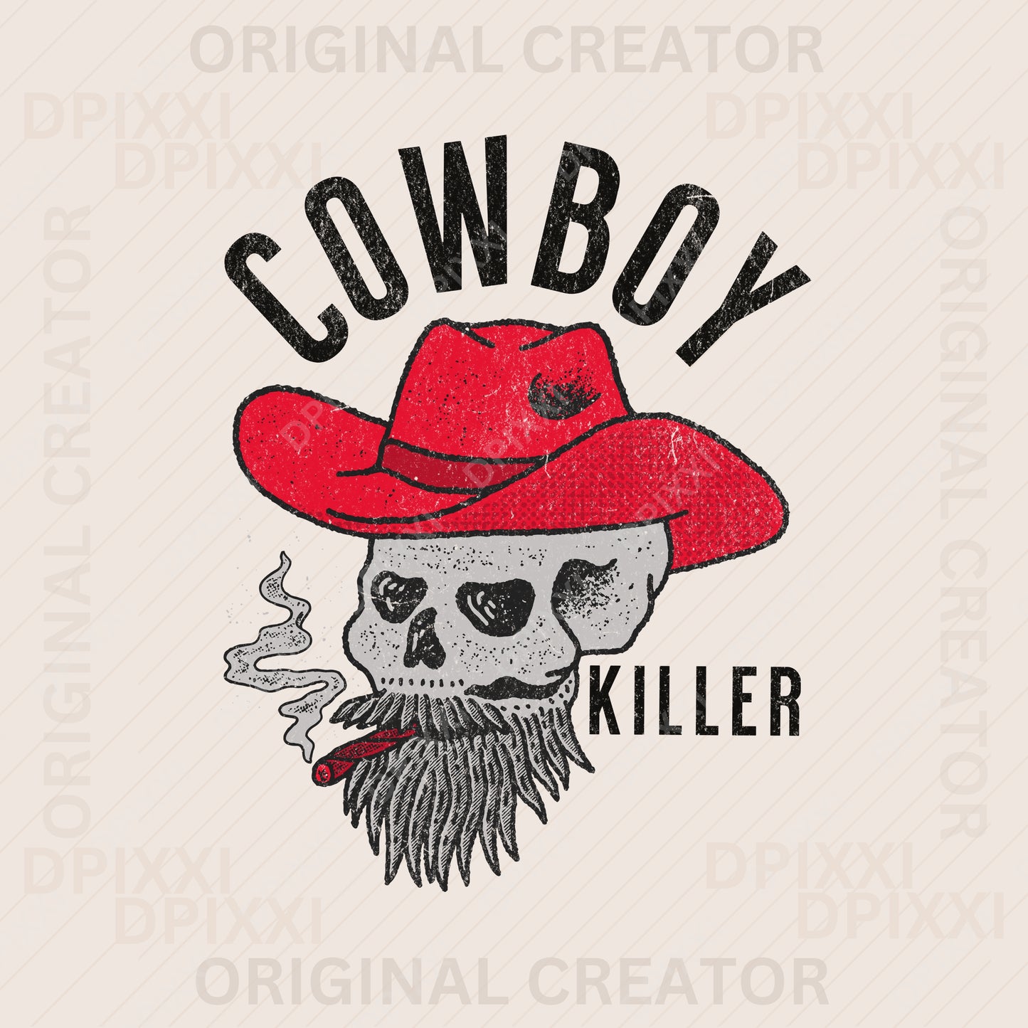 Cowboy Killer Smoking Skeleton Head