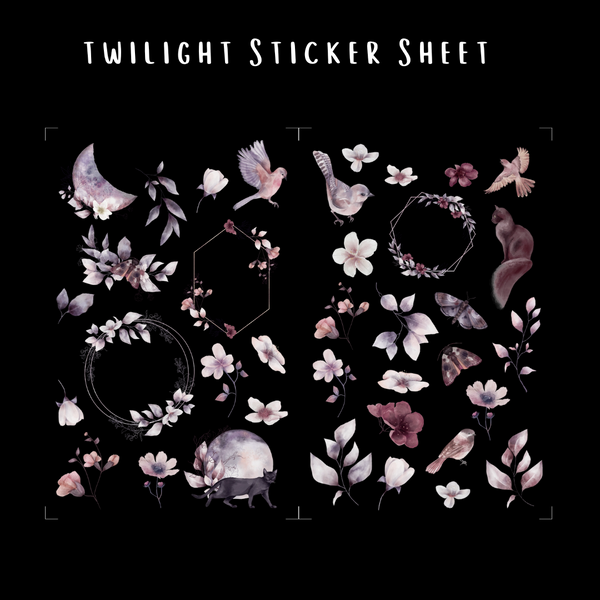 Twilight Sticker Sheets Collections | Moon, Fox, Bird, Flower