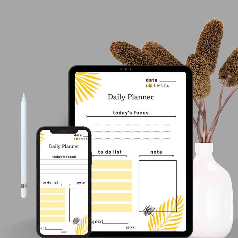 Abstract Illustration Daily Planner | Today's Focus, To Do List, Notes, Subject