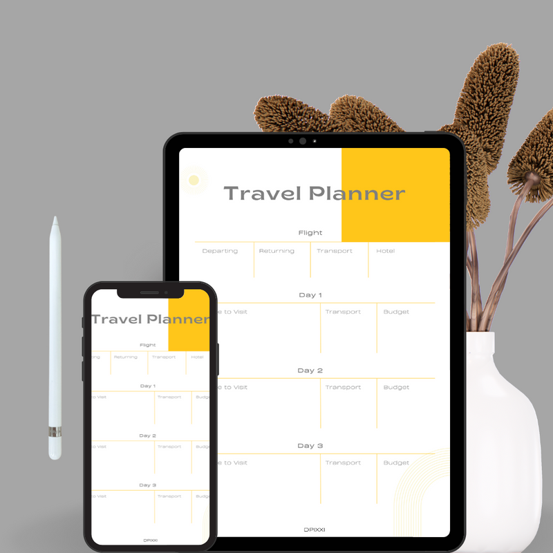 Beige Simple Travel Itinerary Planner | Flight, Place to visit