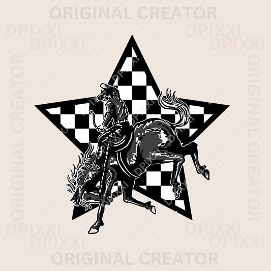 Checker Star Rodeo Cowboy