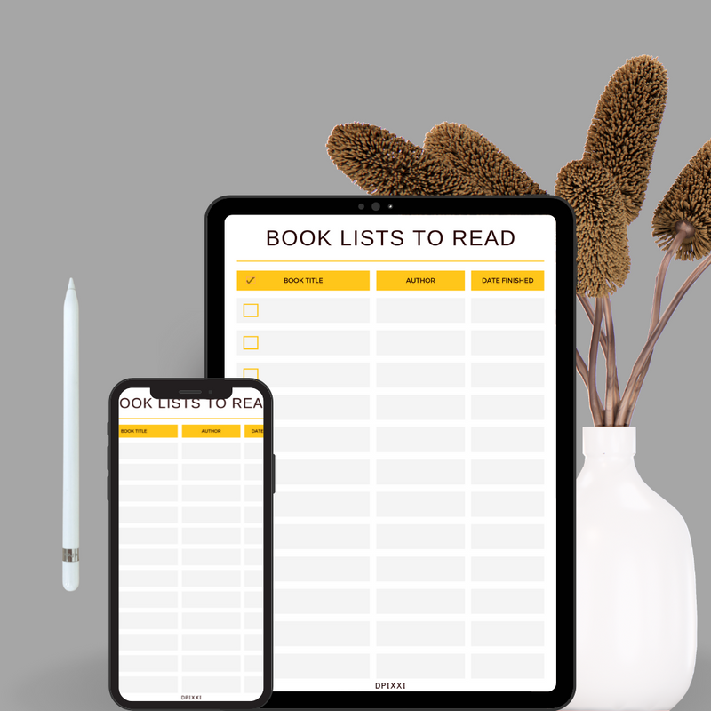 Minimalist Book List To Read Tracker Journal Planner | Book List to Read, Book Title, Author, Date Finished