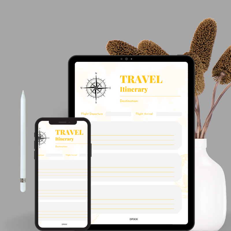 Pastel Travel Itenerary Planner | Flight Departure, Flight Arrival