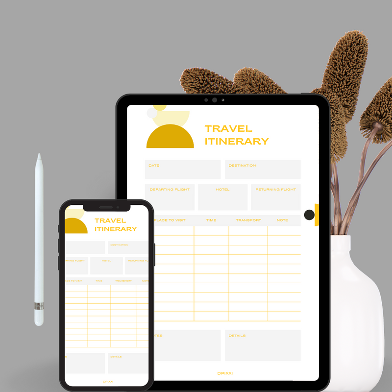 Travel Itinerary Planner | Departing Flight, Hotel, Returning Flight
