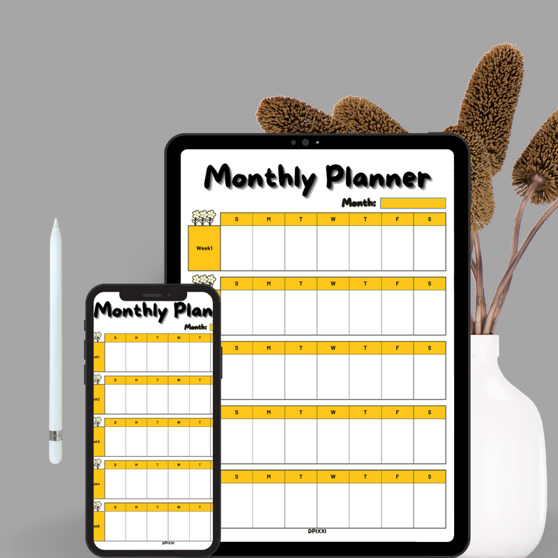 Cute Creative Monthly Planner | Week 1, Week 2, Week 3, Week 4, Week 5