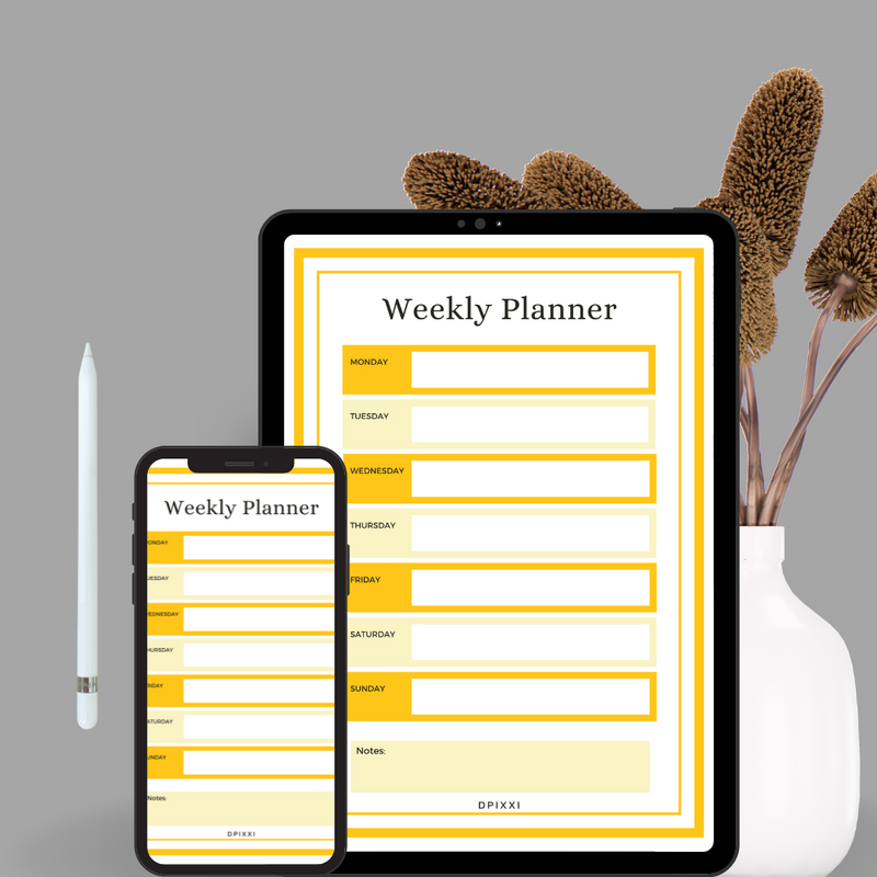 Simple Minimalist Weekly Planner | Monday to Sunday, Notes