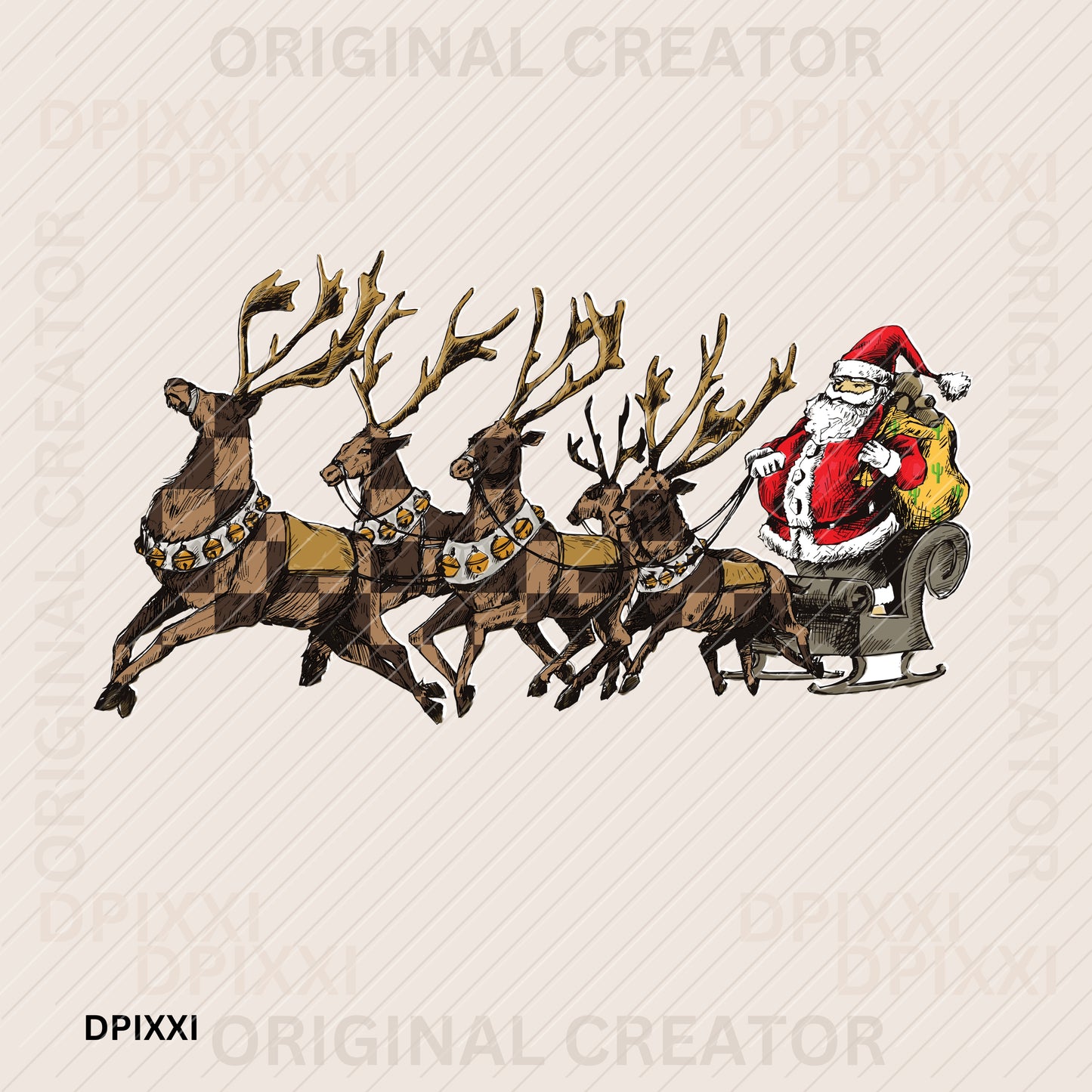 Checker Reindeer Cowboy Santa Christmas