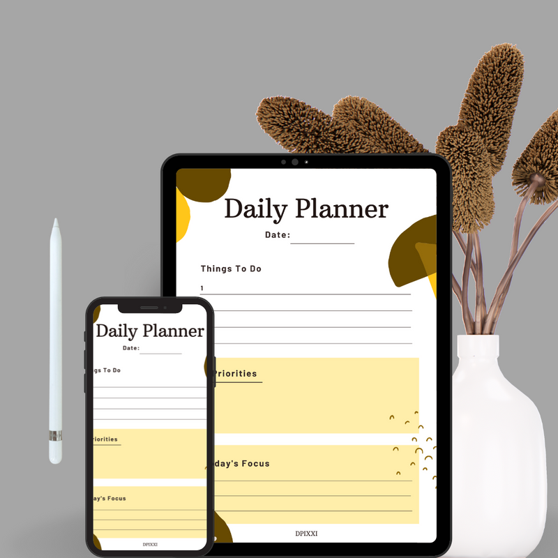 Aesthetic Daily Planner | Date, Things To Do, Priorities, Today's Focus