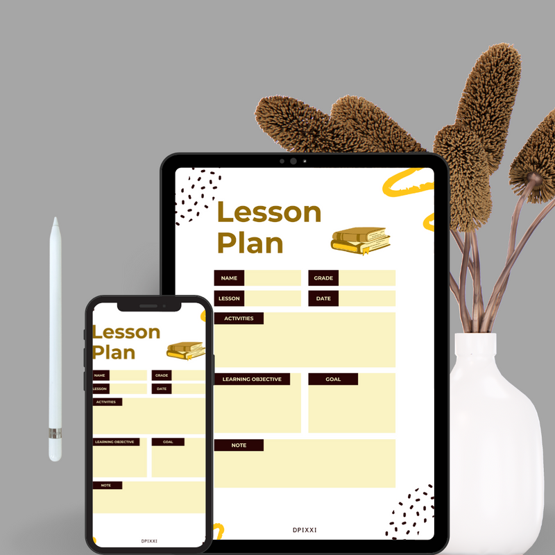 Minimalist Lesson Plan Planner | Name, Lesson, Grade, Date, Activities, Learning Objective, Goal, Note