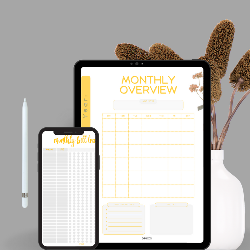 Modern Rustic Floral Monthly Schedule | Top Priorities, Monday to Sunday