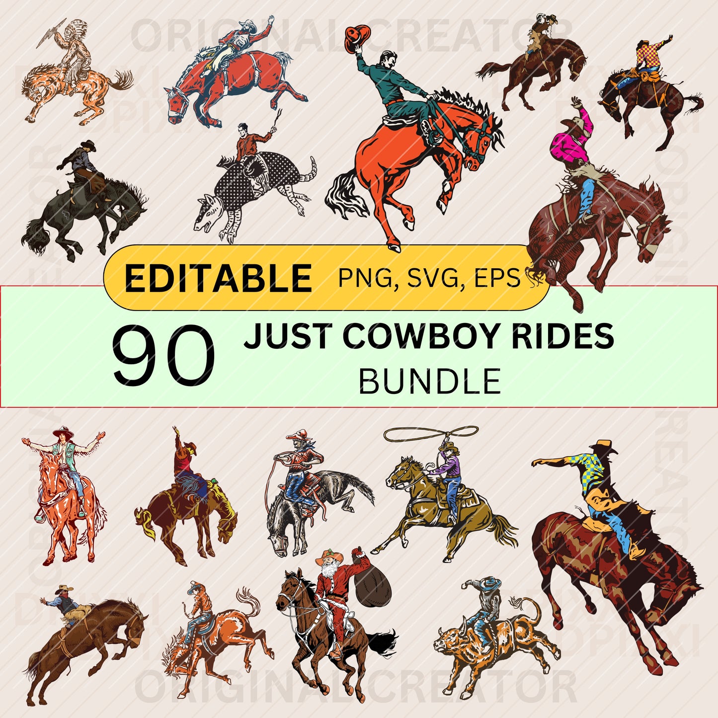 EDITABLE 90 Bundle Just Cowboy Ride