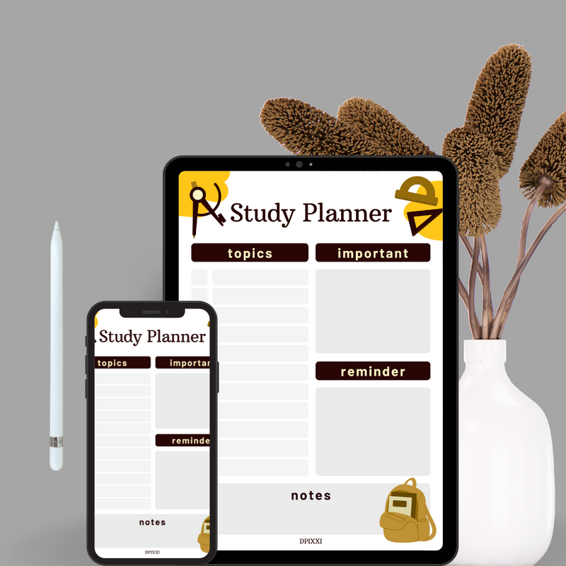 Mathematics Back to School Study Planner | Topics, Important, Reminder, Notes