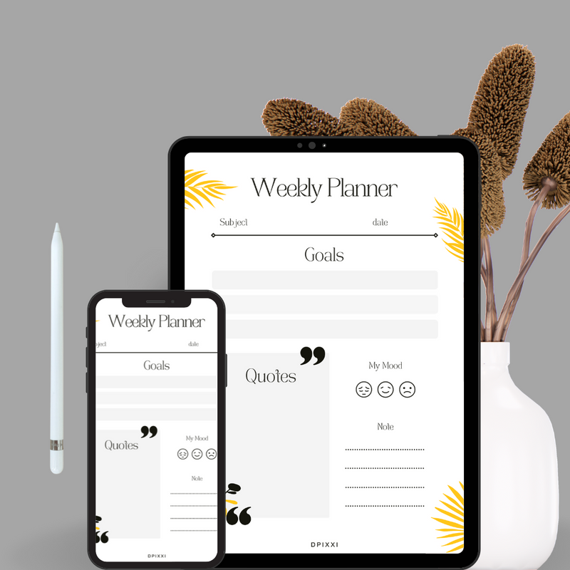 Leaves Weekly Printable Planner | Subject, Goals, Quotes, My Mood, Note