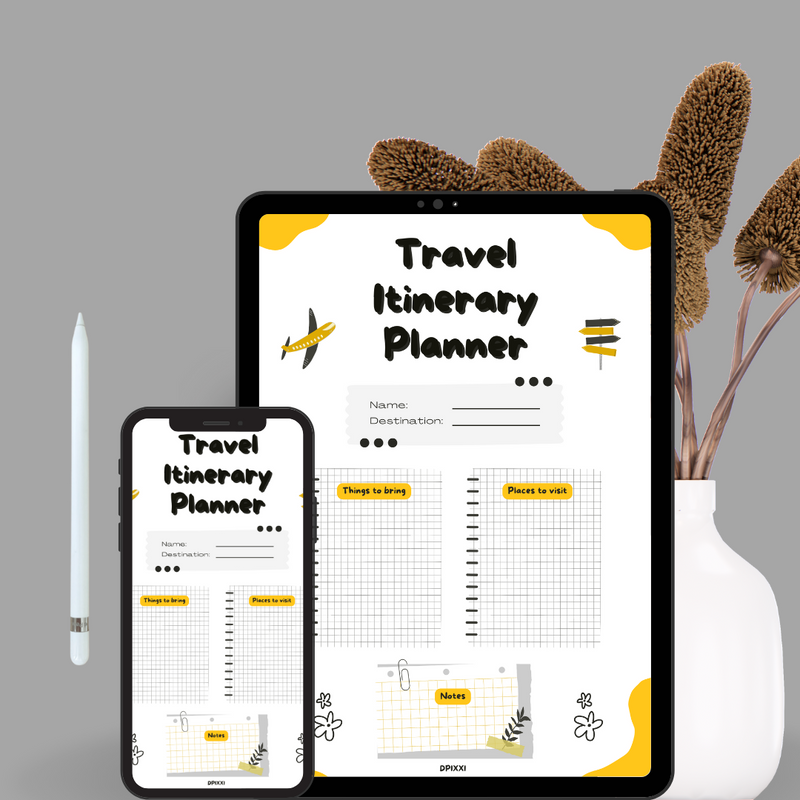 Creative Travel Itinerary Planner | Things To Bring, Places To Visit