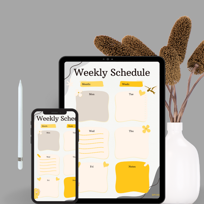 Colorful Playful Weekly Schedule Planner PDF | Month, Week, Monday To Friday, Notes