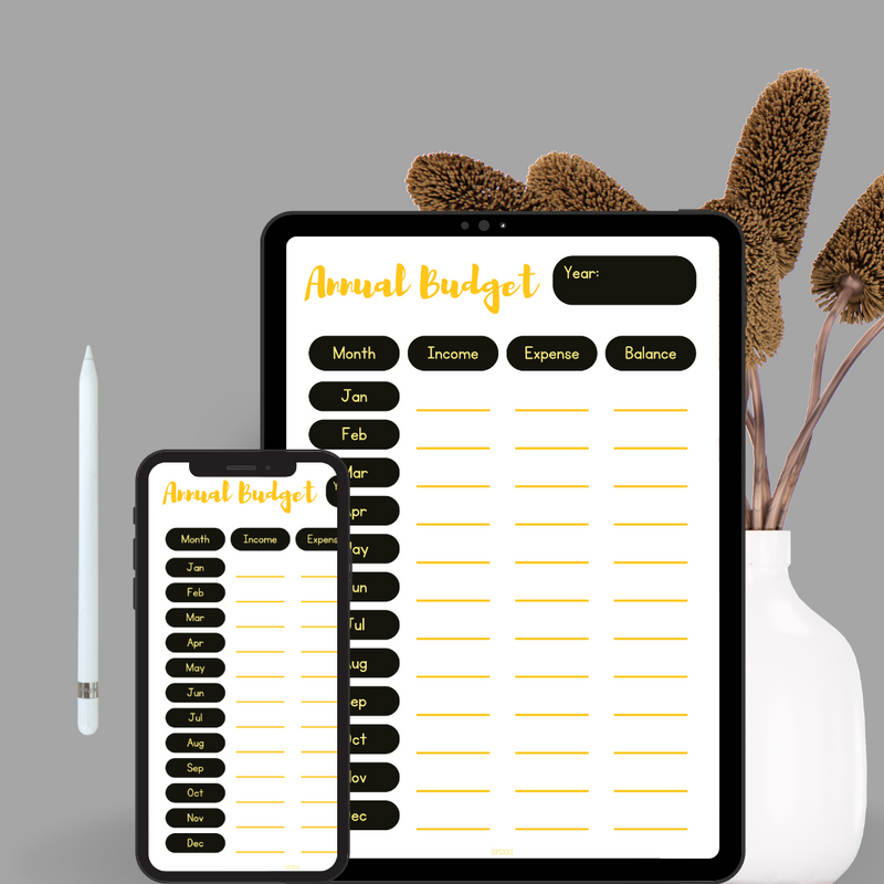 Pastel Minimalist Annual Budget Financial Planner| January to December