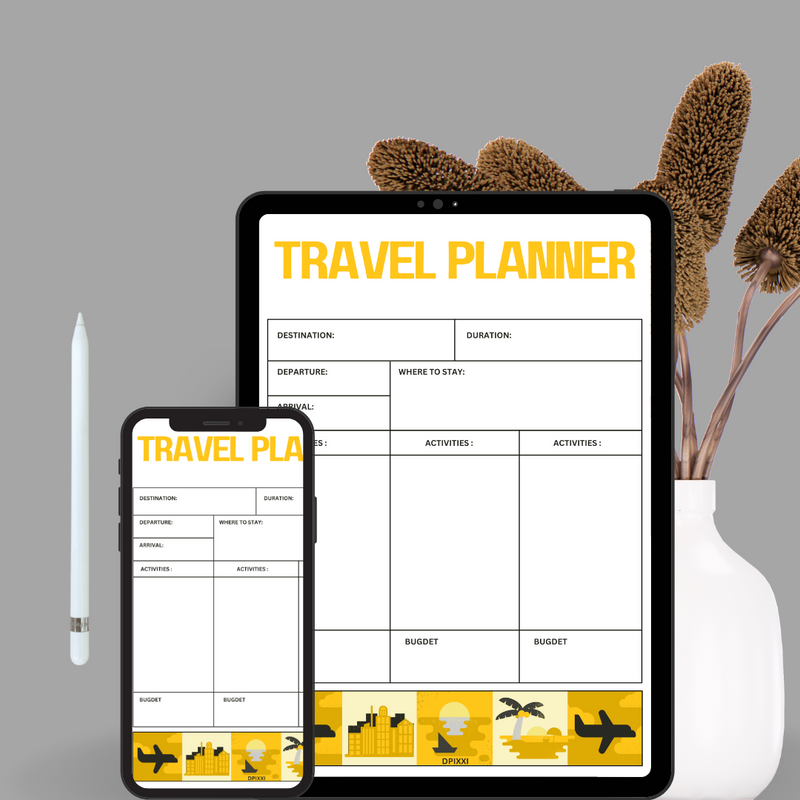 Simple Illustrative Travel Planner | Destination, Departure, Arrival, Activities, Budget