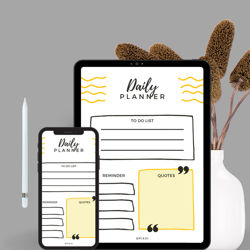 White Abstract Illustration Daily Planner
