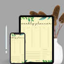 Green and Beige Floral Weekly Planner A4 Document