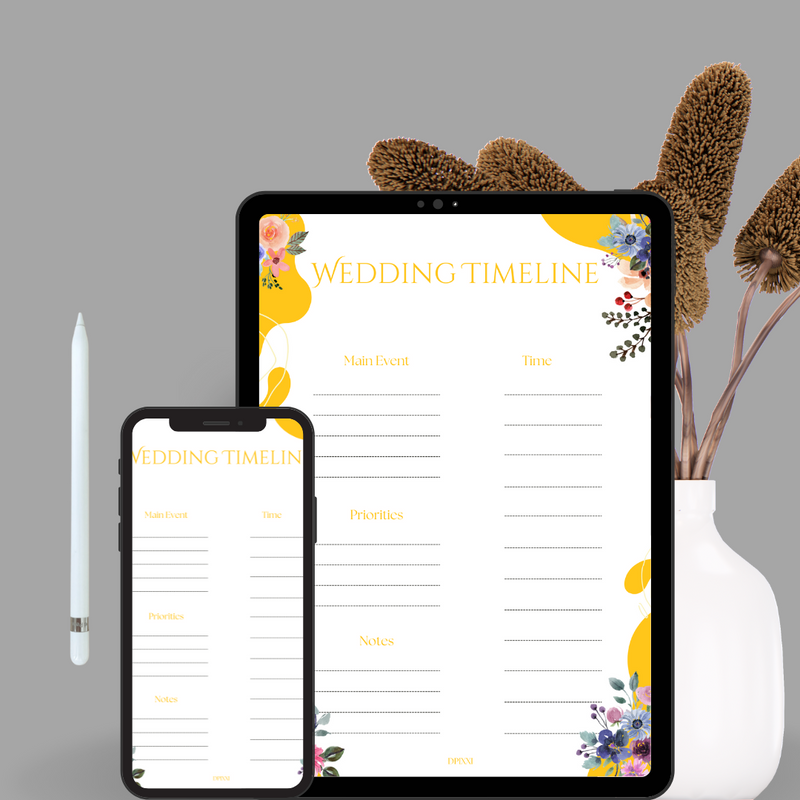Wedding Timeline Planner | Main Event, Priorities