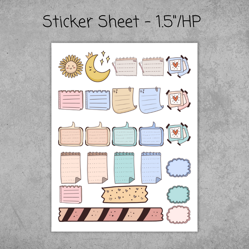 Sun, Moon, Note Sticker Sheets Collections