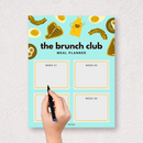 Teal Stripes Breakfast Icons Meal Planner | Week 01, Week 02, Week 03, Week 04