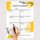 Boho abstract shapes weekly planner | Date, Monday to Sunday, Note