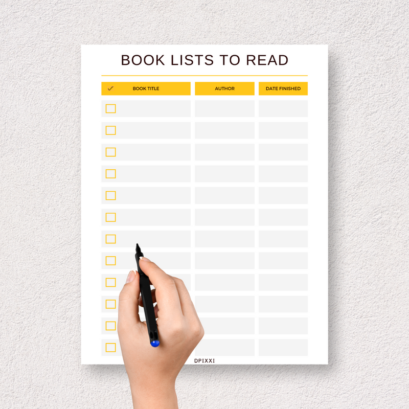 Minimalist Book List To Read Tracker Journal Planner | Book List to Read, Book Title, Author, Date Finished
