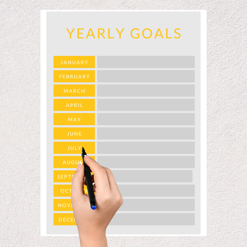 Yearly Goals Planner| January to December