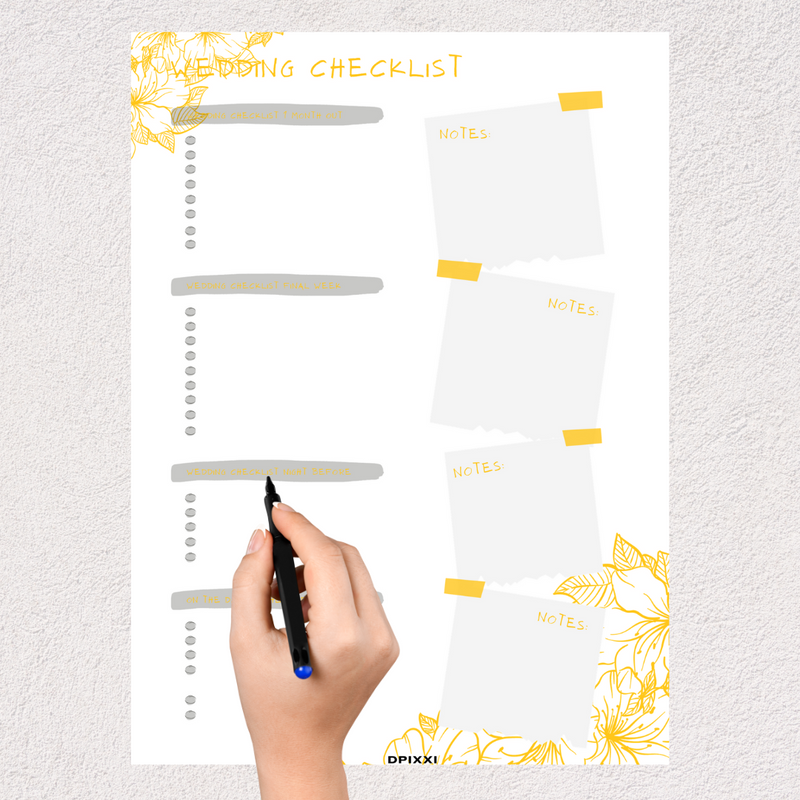 Handwriting Wedding Planning Checklist