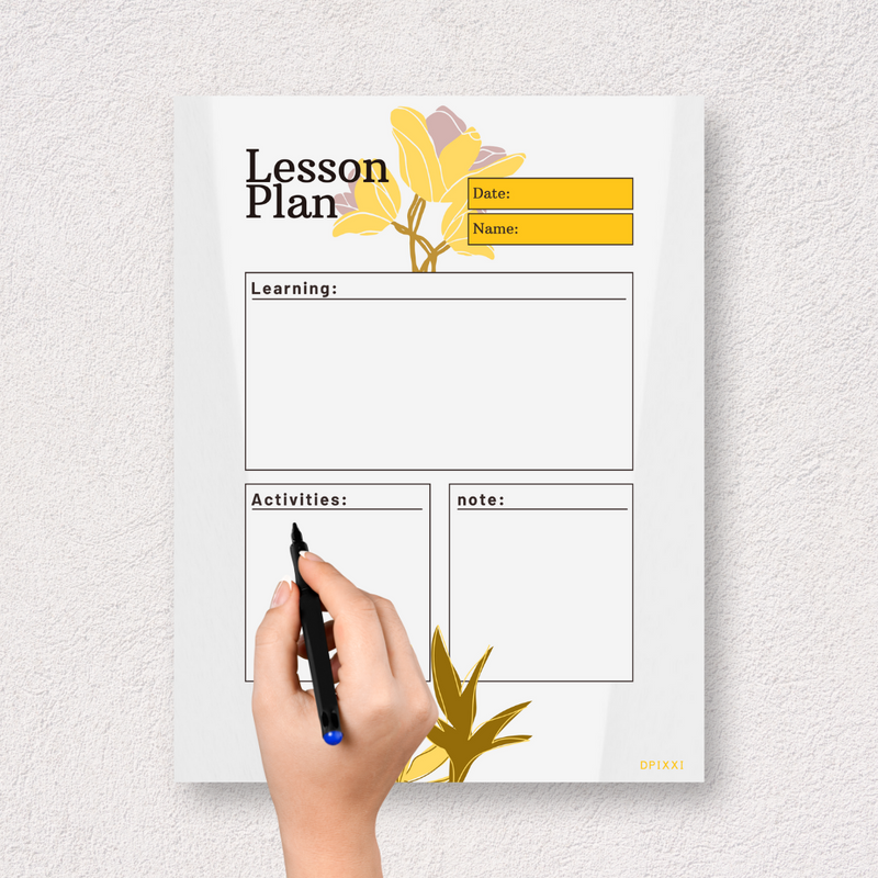 Simple Lesson Plan | Date, Name, Learning, Activities, Note
