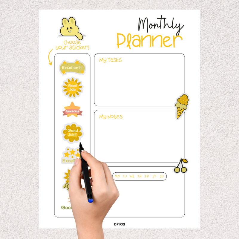 Cute Calendar Monthly Planner | My Task, My Notes, Montly Calendar
