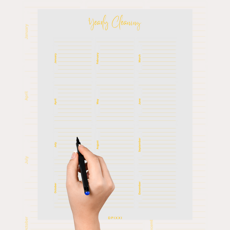 Yearly Cleaning Planner Sheet| January to December