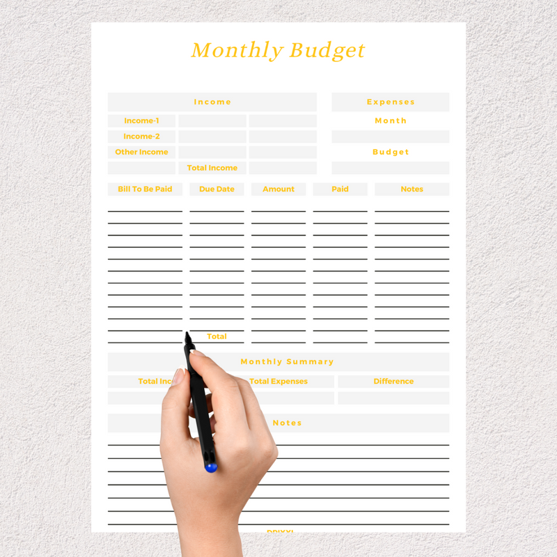 Monthly Budget Planner | Income, Expenses, Monthly Summary