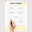 Cute Abstract Weekly Planner | Name, Monday to Sunday, Note