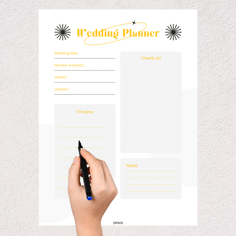 Aesthetic Personal Wedding Planner  Timeline, Check List, Number of Guests
