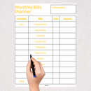 Grid Simple Monthly Bills Planner | Due Date, Bills, Paid, Amount