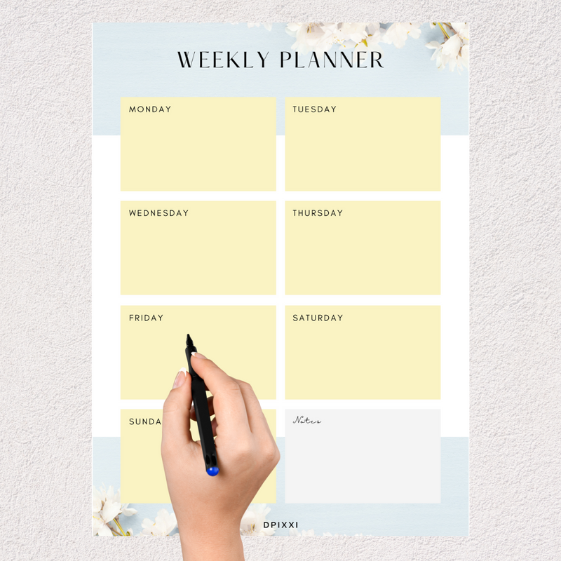 Blue Elegant Floral Weekly Planner