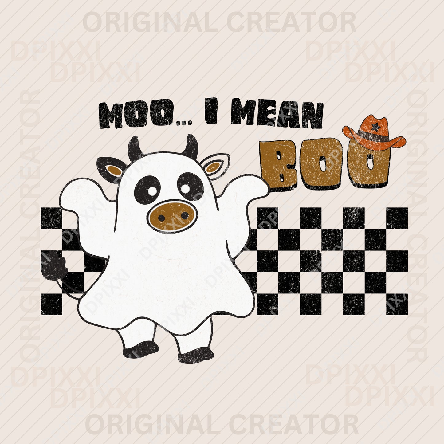 Moo...I Mean Boo Checker Ghost Cow