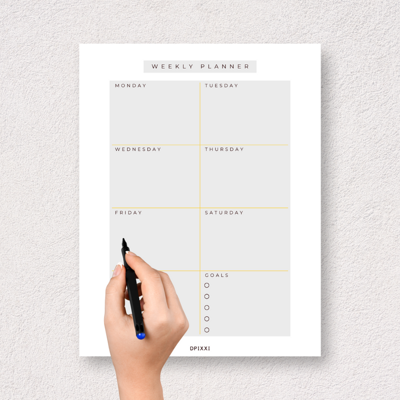 Minimalistic Weekly Planner | Monday To Sunday, Goals