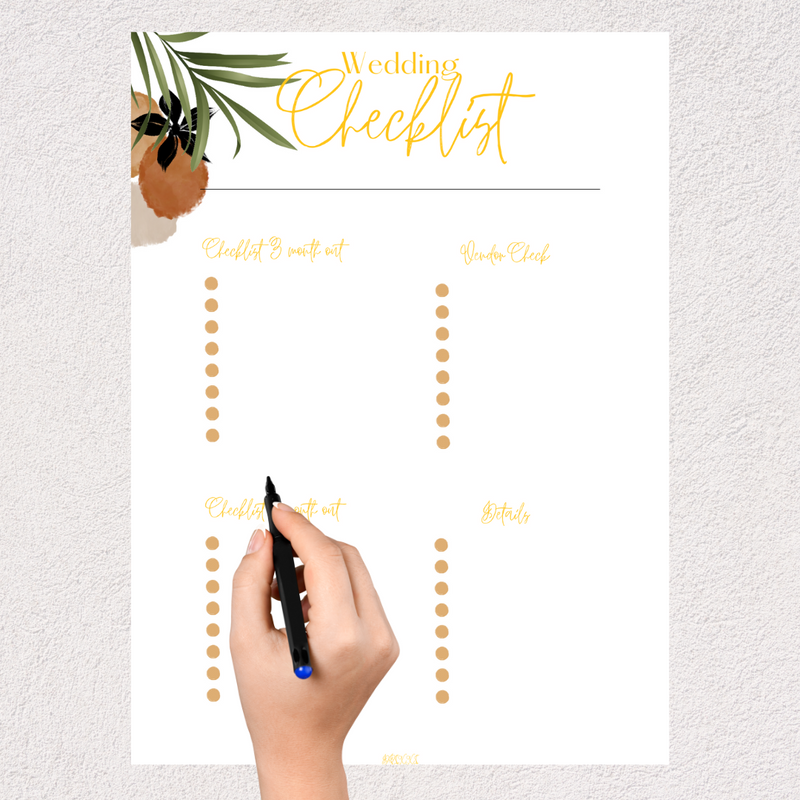 Wedding Checklist Planning | Details, Vendor Check