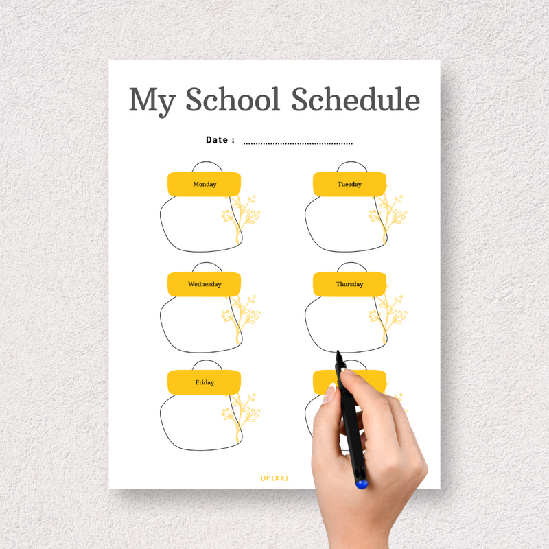 Simple Aesthetic School Schedule Free Planner Template | Date, Monday To Saturday