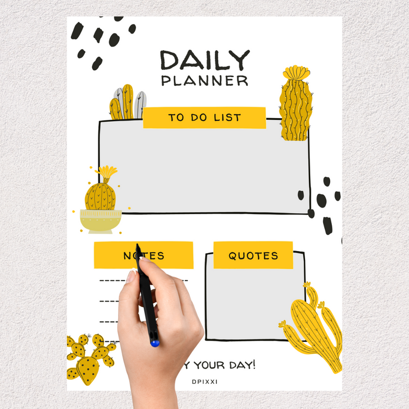 White & Green Colorful With Abstract Illustration My Daily Planner