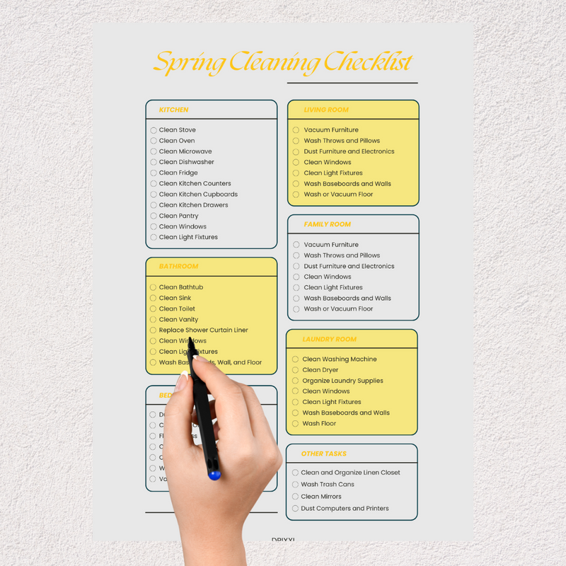 Minimalist Grid Spring Cleaning Task Checklist | Spring Cleaning Checklist