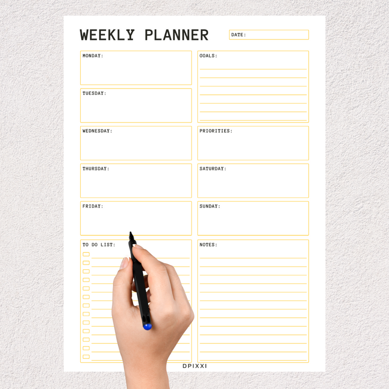 White Minimalist Elegant Weekly Sheet Planner