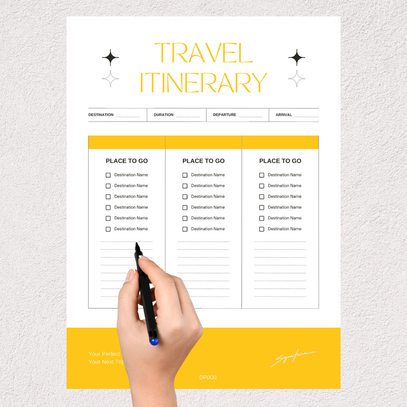 Modern Travel Itinerary Planner  | Destination, Duration, Departure, Arrival