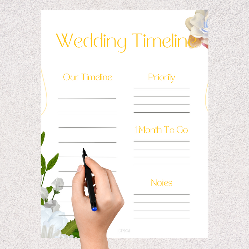 Minimalist Wedding Timeline Planner | Timeline, Priority