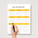 Minimalist Classy New Year Meal Planner | Starters, Side Dishes, Drink, Main Courses, Desserts, Kids, Grocery List
