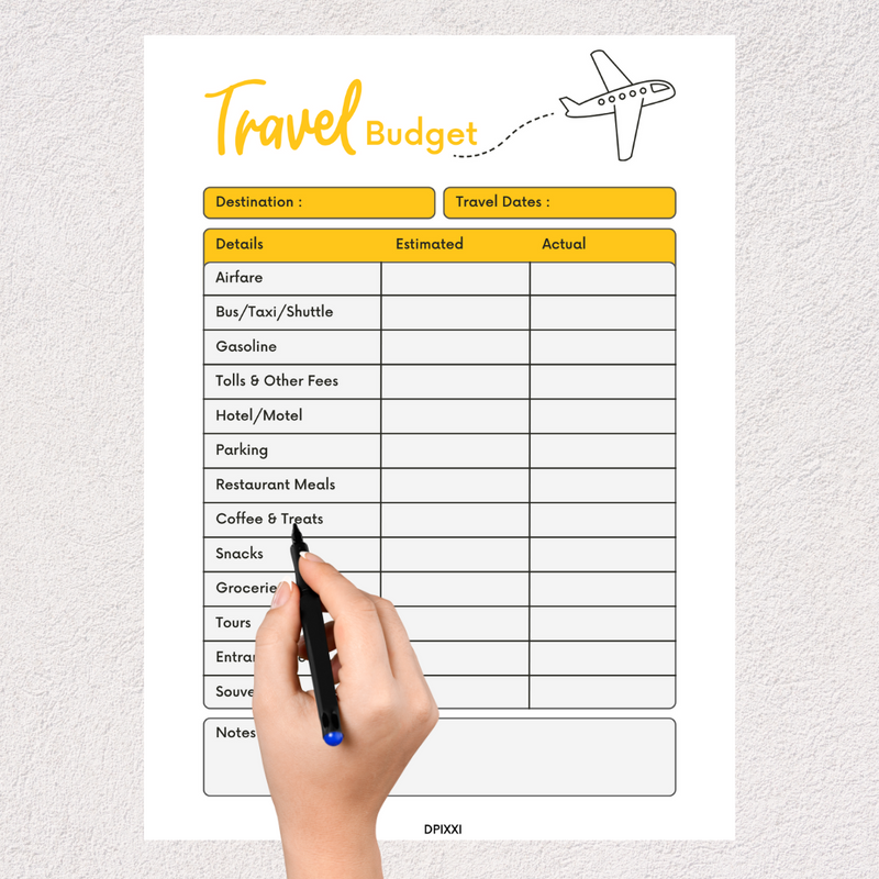 Modern Travel Budget Planner | Details, Estimated, Actual