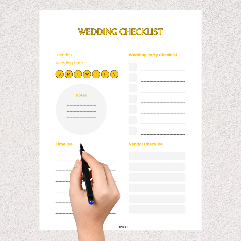 Wedding Checklist Planner | Location, Wedding Date, Vendor Checklist